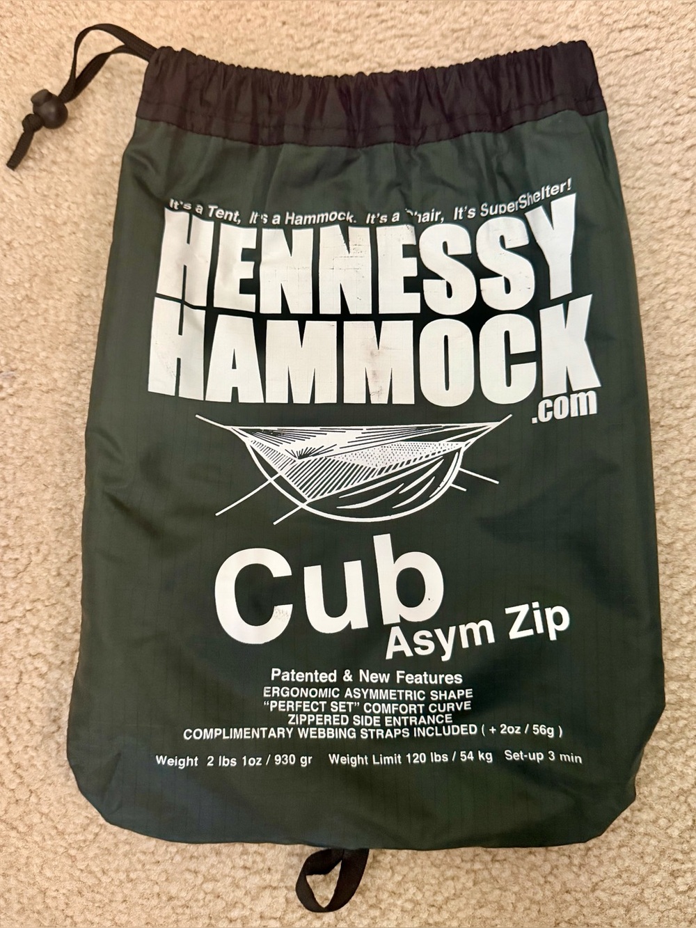 Hennessy Cub Asym Zip Hammock - Like New